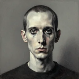 portrait of a one man in the style of android jones and zdzislaw beksinski, 1 / 4 headshot.