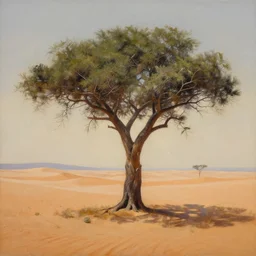 a painting of a tree in the desert, an airbrush painting by breyten breytenbach, cgsociety, airbrush art, dystopian art, apocalypse landscape