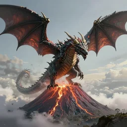 a molton dragon over a volcano, artstation hall of fame gallery, editors choice, #1 digital painting of all time, most beautiful image ever created, emotionally evocative, greatest art ever made, lifetime achievement magnum opus masterpiece, the most amazing breathtaking image with the deepest message ever painted, a thing of beauty beyond imagination or words