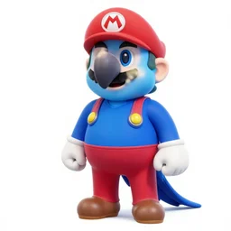 Hyacinth macaw with super mario costume