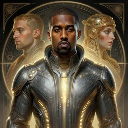 symmetry!! portrait of kanye, sci - fi, tech wear, glowing lights!! intricate, elegant, highly detailed, digital painting, artstation, concept art, smooth, sharp focus, illustration, art by artgerm and greg rutkowski and alphonse mucha