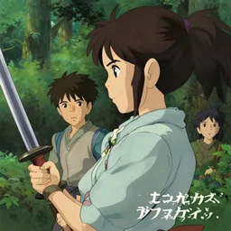 beautiful cinematic fantasy poster, asian woman side view using a bokken, closeup at the faces, perfect art, in a forest, trending on pixiv fanbox, painted by greg rutkowski makoto shinkai takashi takeuchi studio ghibli, akihiko yoshida, 4 k
