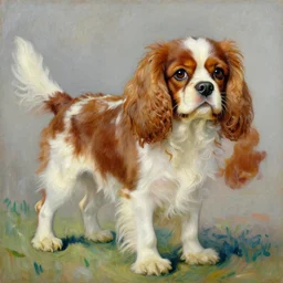 a king charles cavalier, painting by van gogh, award winning painting, highly detailed