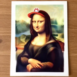 mario drawn in the style of mona lisa