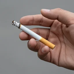 very accurate photo, very coherent image, hyper realistic photo of a human hand with a burning cigarette in it, by Omar Reda, Tim Booth,  exactly 5 fingers, very detailed, award-winning shot