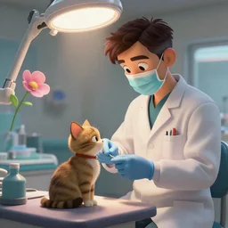 a wholesome illustration of a dentist appointment for cats, studio Ghibli,  Pixar and Disney animation, sharp, Rendered in Redshift and Unreal Engine 5 by Greg Rutkowski, Bloom, dramatic lighting