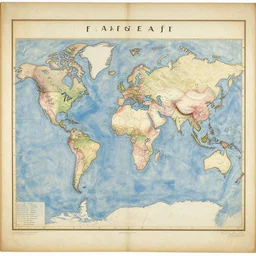 a old map of the world as painting by matisse