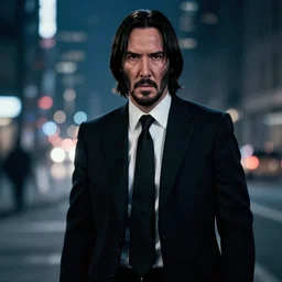 portrait of john wick in a city at night, cinematic photography, 8k