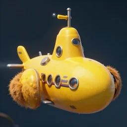 a yellow submarine with hairy arms. fantasy art