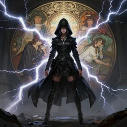 character concept, wide angle, full body, symmetrical head - on centralized, young assasin girl. detailed, high quality, dynamic lightning, fantasy, scenematic. artwork by artgerm, wlop, alex ross, greg rutknowski, alphonse mucha