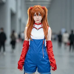 A Asuka Langley Sohryu Cosplayer, EOS-1D, f/1.4, ISO 200, 1/160s, 8K, RAW, unedited, symmetrical balance, in-frame