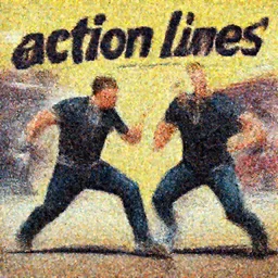 'guy fieri brawling with gordon ramsay, painting by phil hale, 'action lines'!!!, graphic style, visible brushstrokes, motion blur, blurry
