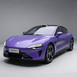 photo of a purple car, postmodern design, sleek, well lit