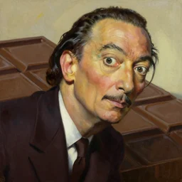 chocolate dream, oil painting by salvador dali