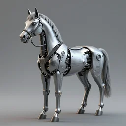 a mechanically enhanced horse, digital art, 3 d render, blender,