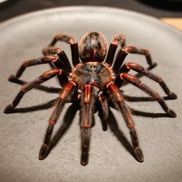 photography of spider meal from kapla 3 8 6, speciality of giant spider hunter, michelin star restaurant