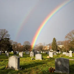 arcoiris en un cementerio