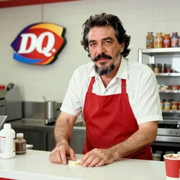 Fidel Castro working at Dairy Queen, photograph