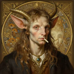 portrait of ricky gervais as a satyr, d & d, fantasy, intricate, elegant, highly detailed, digital painting, artstation, concept art, smooth, sharp focus, illustration, art by artgerm and greg rutkowski and alphonse mucha