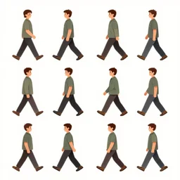 walking animation frames of a man, video game concept art.