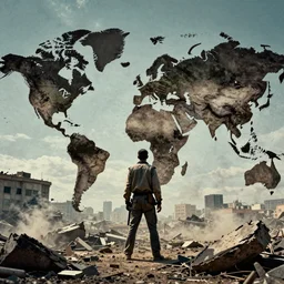 the war destroyed the world, art for the film in color, art in 4 k