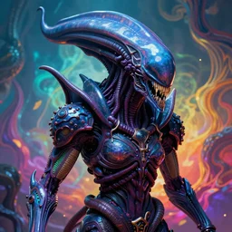 a psychedelic portrait of omin dran exoskeleton mind flayer psion, vibrant color scheme, highly detailed, in the style of romanticism, cinematic, artstation, moebius, greg rutkowski