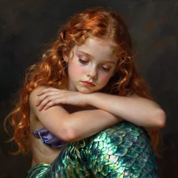 portrait photo of a very bored mermaid