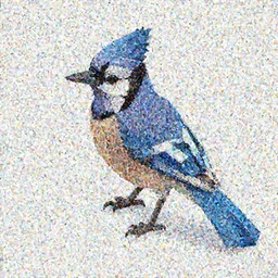 Low polygon render of a blue jay on a white background, isometric 3d, ultra HD