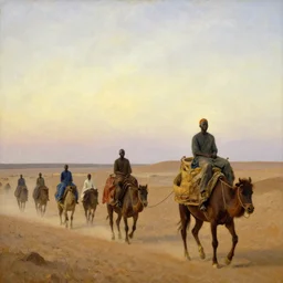 timbuktu, by henry ossawa tanner, caravan, at sunrise