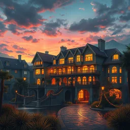 a beautiful photorealistic painting of architecture multi - family by thomas kinkade, at dusk evil laser synthwave at dawn azeroth nature anime desert alien cgsociety thermal vision at night water sunlight thermal imaging, archdaily, wallpaper, highly detailed, trending on artstation.