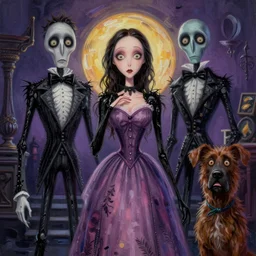Tim Burton style My Dress up Darling by Alex Pardee and Nekro and Petros Afshar, and  James McDermott,unstirred paint, vivid color, cgsociety 4K