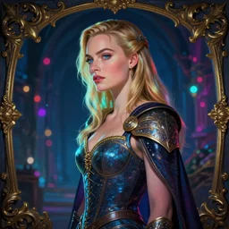 side portrait, imogen poots, paladin, gloomhaven, octane render, neon, luminescent, baroque oil painting margot robbie ln illustration concept art lotr anime key visual gapmoe kuudere bokeh trending pixiv by victo ngai fanbox greg rutkowski makoto shinkai takashi takeuchi studio ghibli