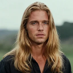 linus roache with long blond hair, cinestill 8 0 0 t, 1 9 8 0 s movie still, film grain