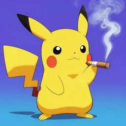 psychedelic pikachu smoking a cigarrete