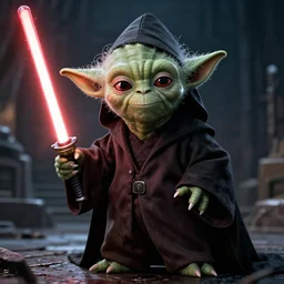 Yoda from Starwars as a dark Sith Lord