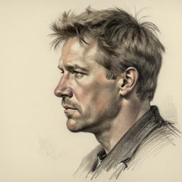 a realistic yet scraggly portrait sketch of the side profile of a stern and sophisticated harrison ford, trending on artstation, intricate details, in the style of frank auerbach, in the style of sergio aragones, in the style of martin ansin, in the style of david aja, in the style of mattias adolfsson