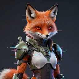 a character portrait of the avatar for an female humanoid fox a. i. in the style of glitch art in the style of halo trending on artstation deviantart pinterest furaffinity detailed realistic hd 8 k high resolution
