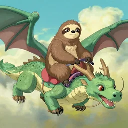 sloth warrior riding a dragon by studio ghibli H 576