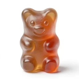 engraved gummy bears, high detail macro photography, isolated on a pure white background, centered, entire object in frame, sharp focus, soft studio lighting