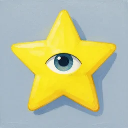 a yellow star with a eye, gouache painting, deviantart, digital art