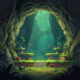 a cave in made in abyss style art