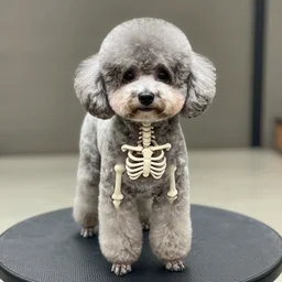 poodle trimmed to resemble skeleton