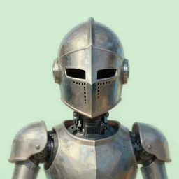 portrait of an intricate robot, knight helmet, soft round whimsical digital illustration, art by Artgerm, painting by Albert Edelfelt, pale green background