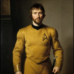 a knight of the round table in starfleet!!!! uniform, by agnolo bronzino and giovanni bellini