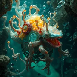 made of gekko, gelatinosis glass, retro futurism, lush layered biomechanical fauna, phantastica, aliena, nudibranch, flux symbiosis, gekko soles gelatin brains,, detailed chaos, artificia, vortices micro water, fluida, octane render, by peter mohrbacher and alex grey