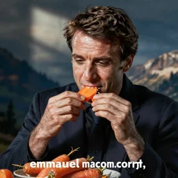 « emmanuel macron, eating carrots »