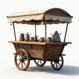 concept art of a medieval coffee wagon