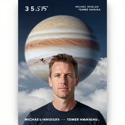 poster artwork by michael whelan and tomer hanuka, a portrait, f 3 5 jets dogfighting in the clouds of jupiter, clean