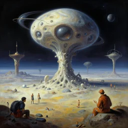 A strange polar biome and on an alien science-fiction planet, beautiful matte painting, Moebius, frank frazetta, sid mead, james gurney, thomas kinkade, rodney mathews, trending on artstation