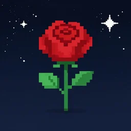 A red rose in milkyway ， pixel art